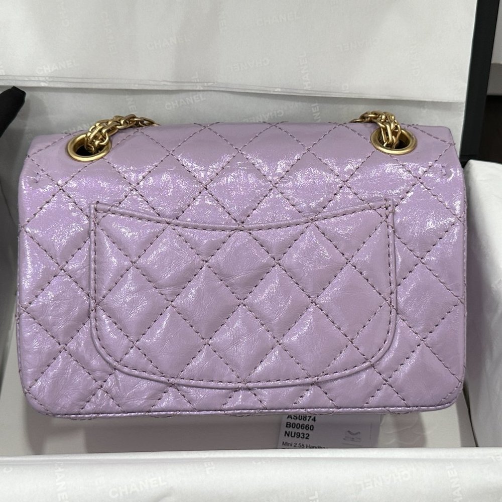 CHANEL 24P LAVENDER CALFSKIN MINI REISSUE 2.55 BAG GOLD HW - Picture 5 of 15